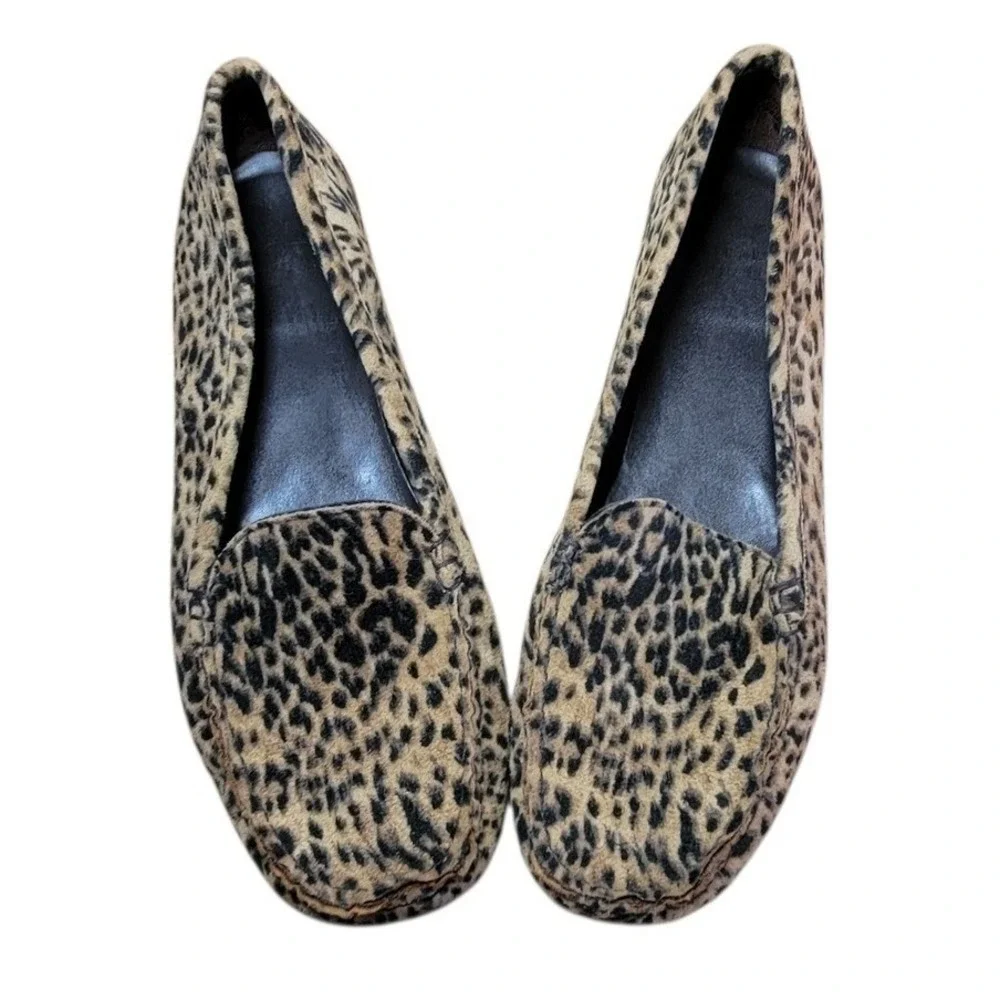 Womens Leopard Print Driving Loafers Animal Pattern Slip On‎ Moc Toe Shoes 8.5